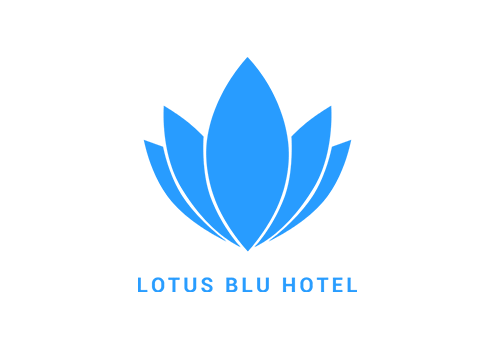 lotus blue hotel logo blue flower